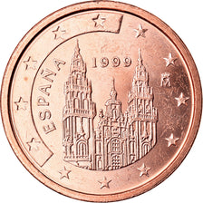 Espanha, 2 Euro Cent, 1999, AU(50-53), Aço Cromado a Cobre, KM:1041