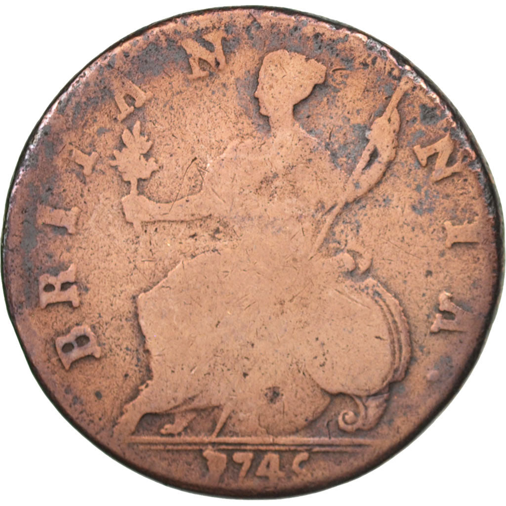 Great Britain, George II, 1/2 Penny, 1746, F(12-15), Copper, KM:579.2