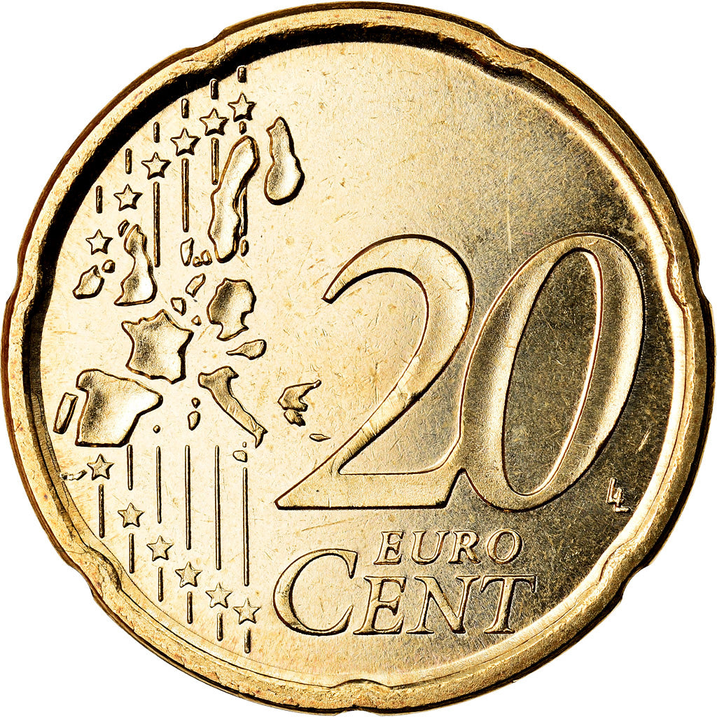 Spain, 20 Euro Cent, 2005, MS(63), Brass, KM:1044