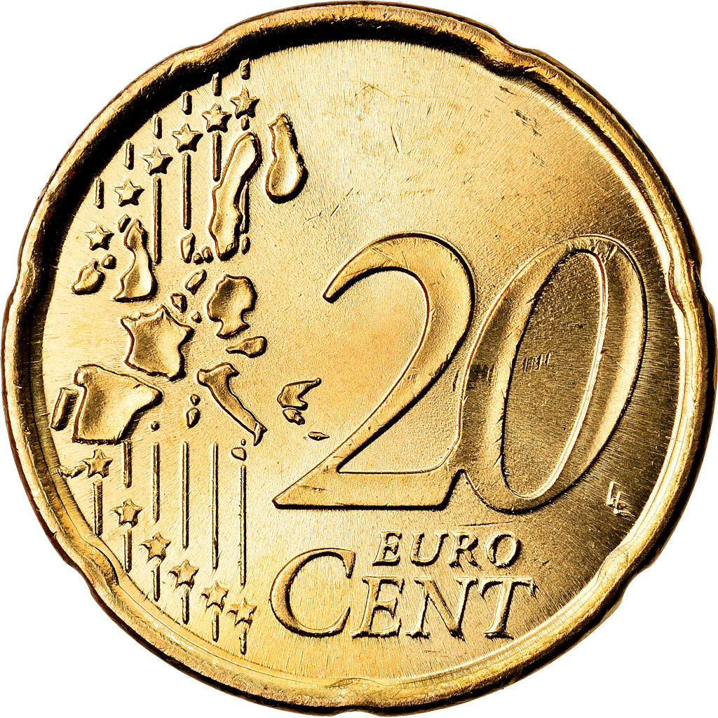 Spagna, 20 Euro Cent, 2000, SPL, Ottone, KM:1044
