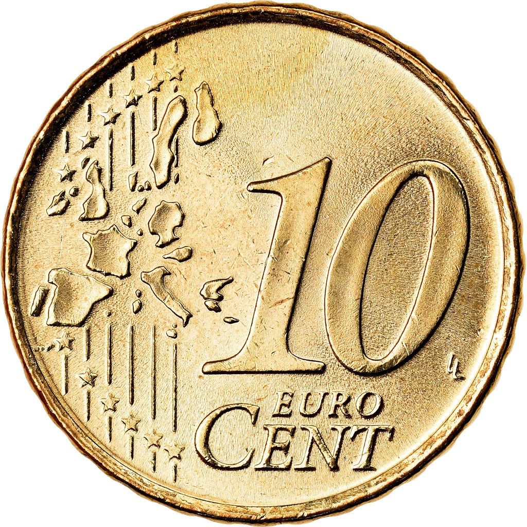 España, 10 Euro Cent, 2000, SC, Latón, KM:1043