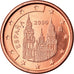 Espanha, Euro Cent, 2000, AU(50-53), Aço Cromado a Cobre, KM:1040