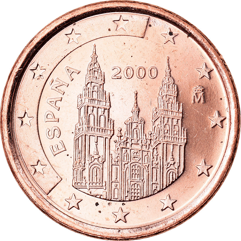 Spain, Euro Cent, 2000, EF(40-45), Copper Plated Steel, KM:1040