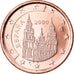 Espanha, Euro Cent, 2000, EF(40-45), Aço Cromado a Cobre, KM:1040