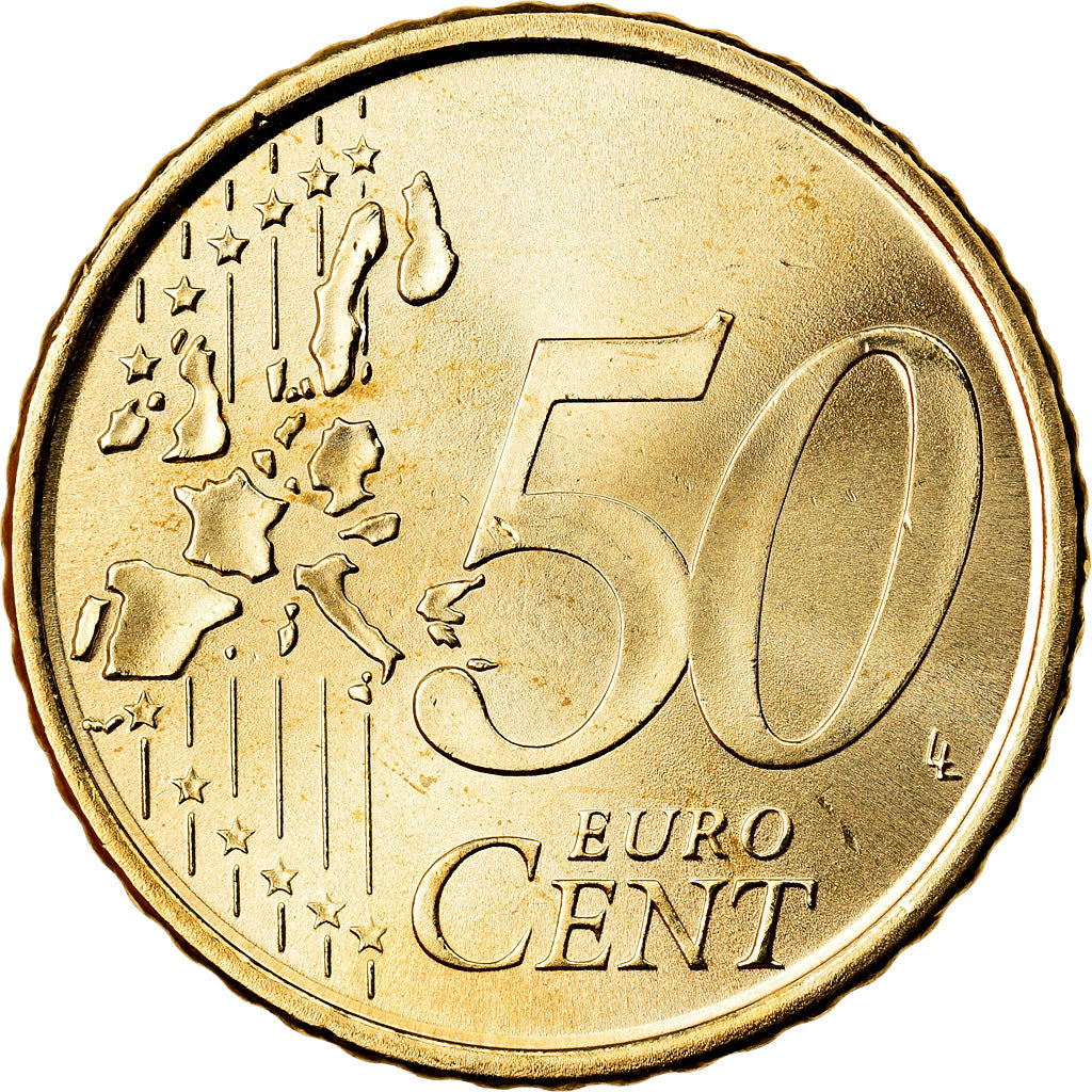 Espanha, 50 Euro Cent, 2003, MS(63), Latão, KM:1045