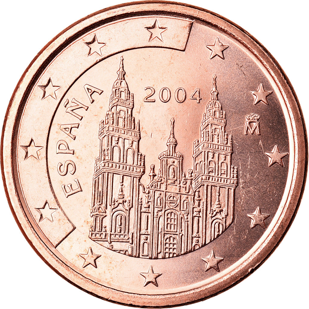 España, 5 Euro Cent, 2004, SC, Cobre chapado en acero, KM:1042