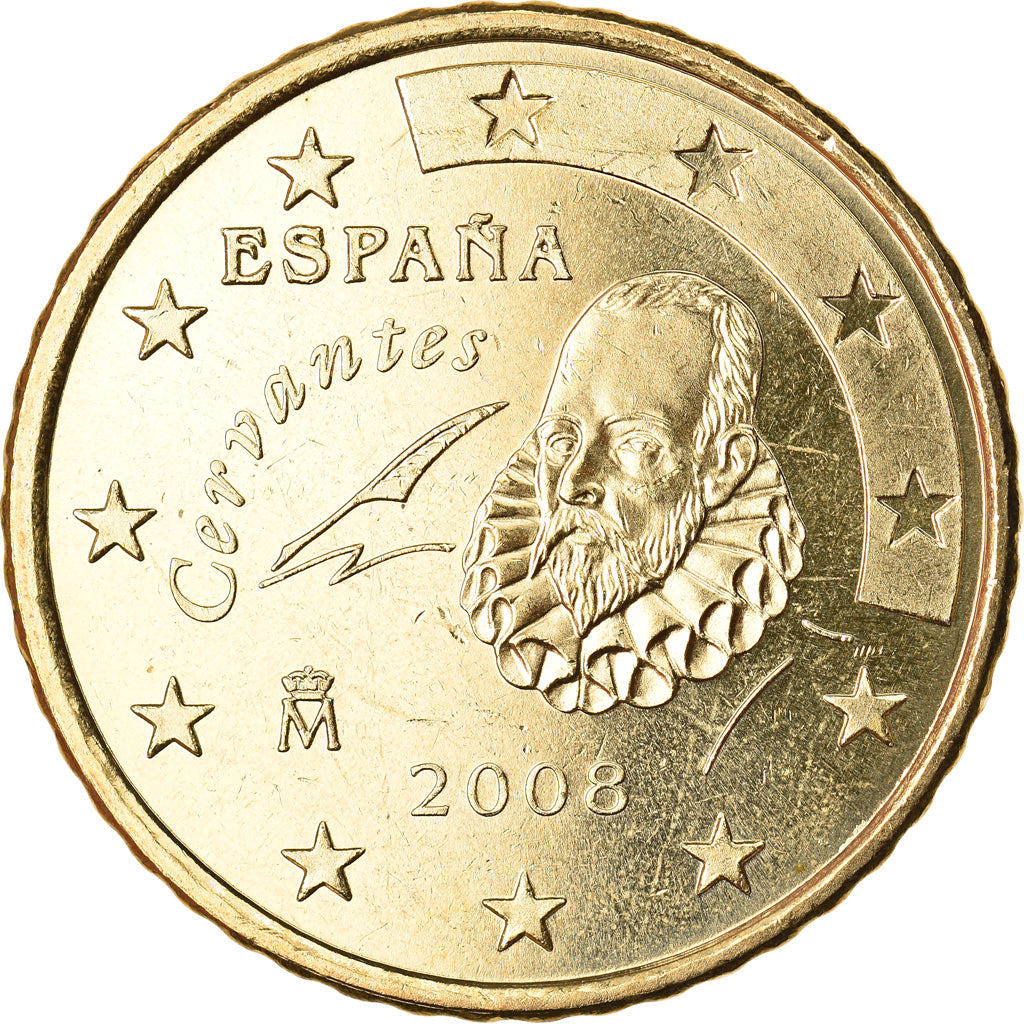 Spagna, 50 Euro Cent, 2008, SPL, Ottone, KM:1072