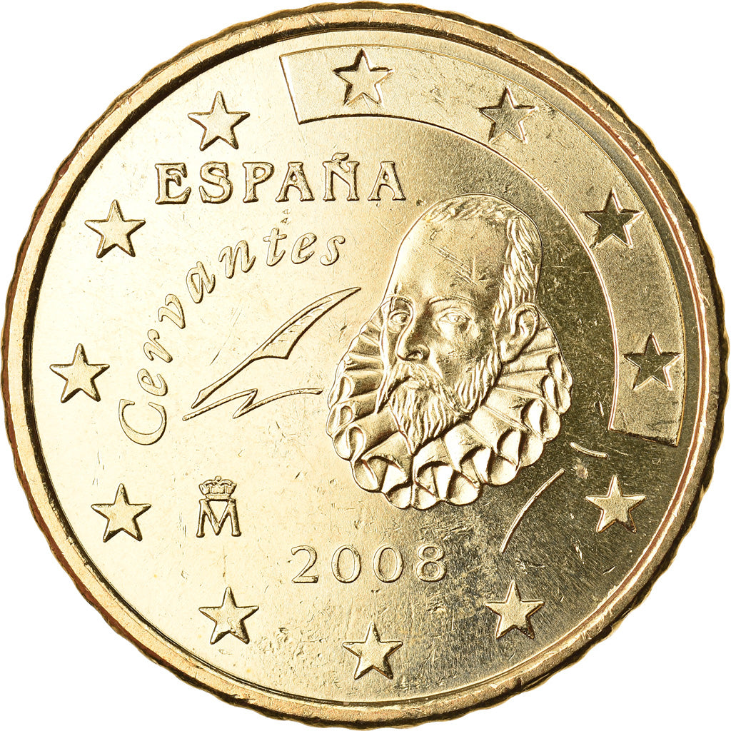 Spain, 50 Euro Cent, 2008, MS(63), Brass, KM:1072