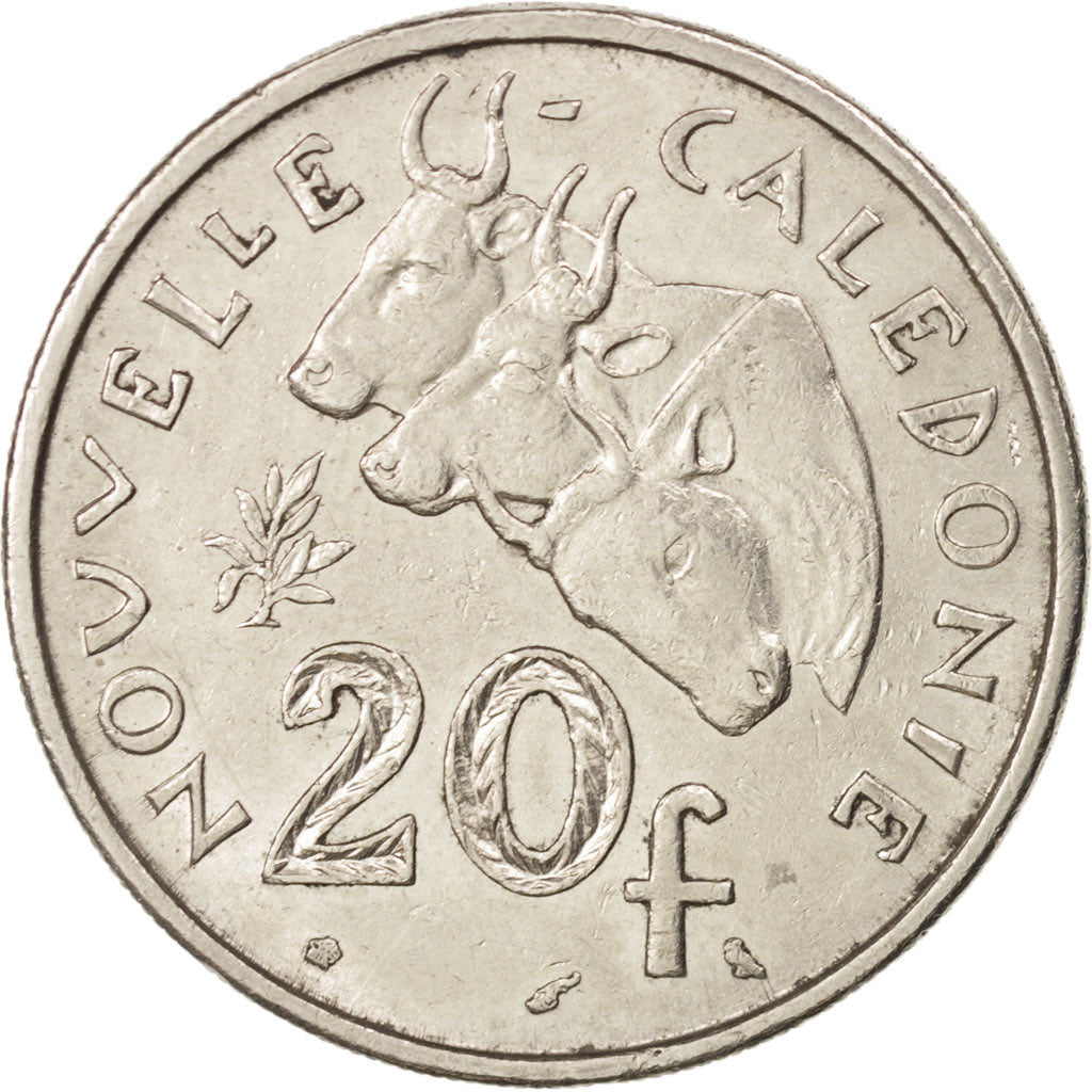 New Caledonia, 20 Francs, 1970, Paris, AU(50-53), Nickel, KM:6