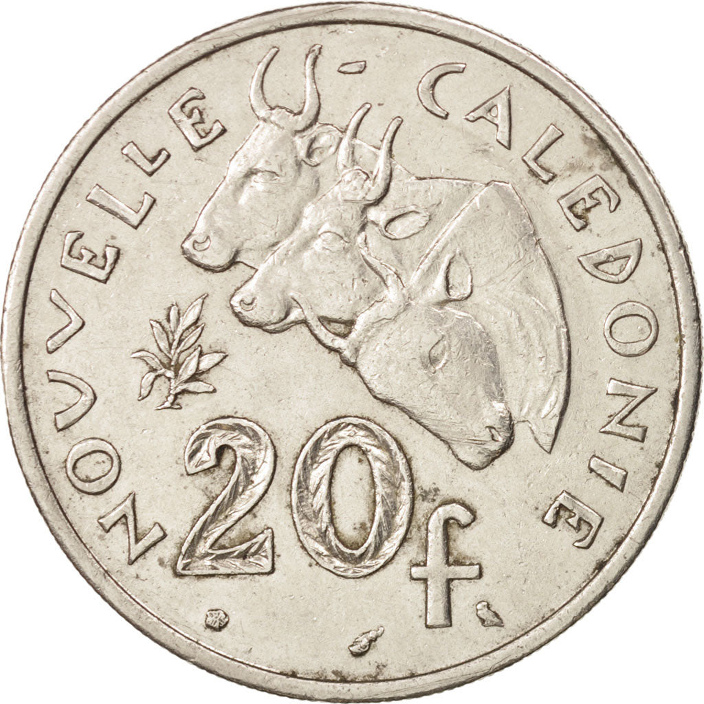 New Caledonia, 20 Francs, 1967, Paris, AU(50-53), Nickel, KM:6