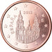 Spagna, 5 Euro Cent, 2013, SPL, Acciaio placcato rame, KM:1146