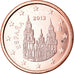 Espanha, Euro Cent, 2013, MS(63), Aço Cromado a Cobre, KM:1144