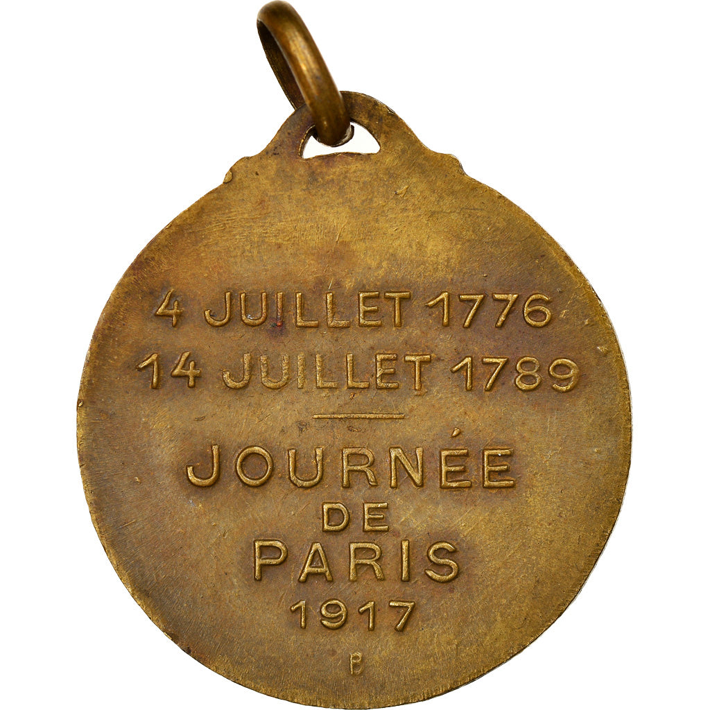 France, Medal, Journée de Paris, 1917, Washington and Lafayette, History, 1917