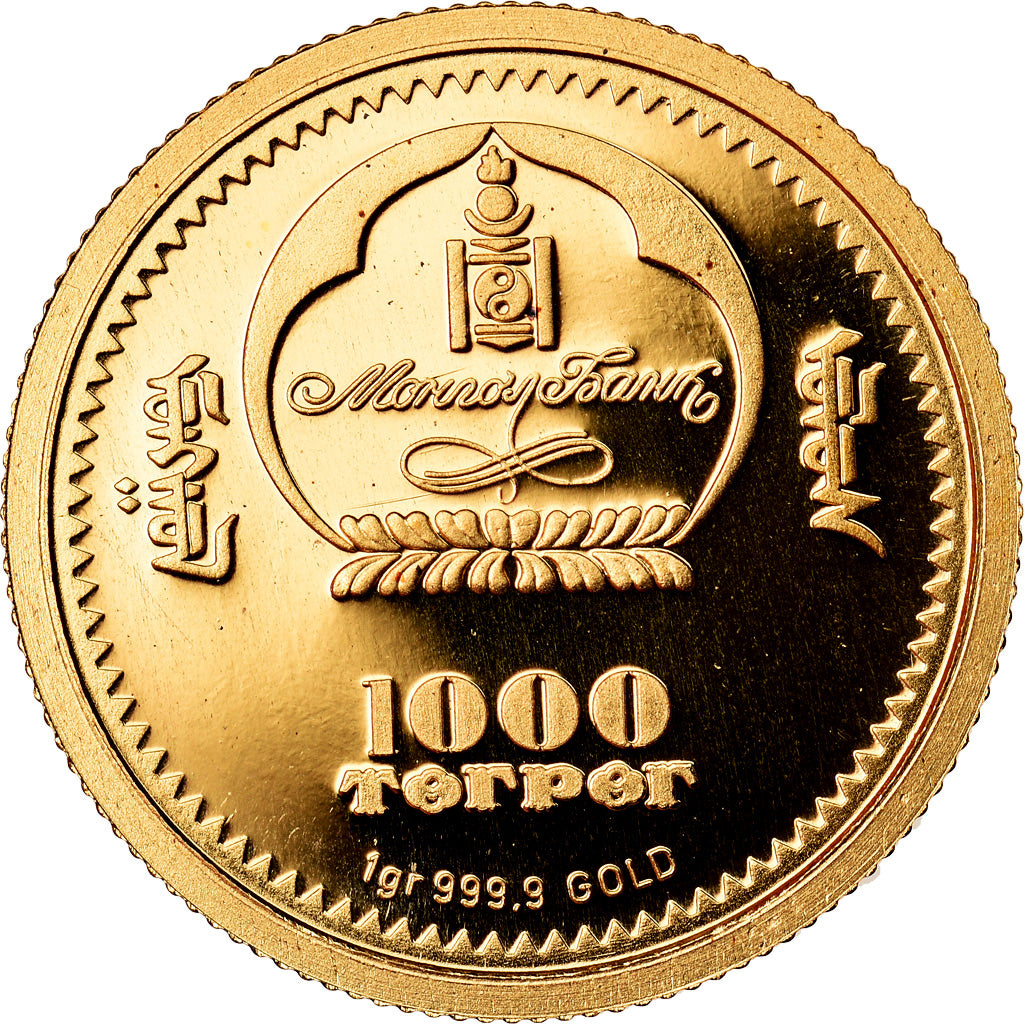 Coin, Mongolia, 1000 Togrog, 2008, BE, MS(65-70), Gold