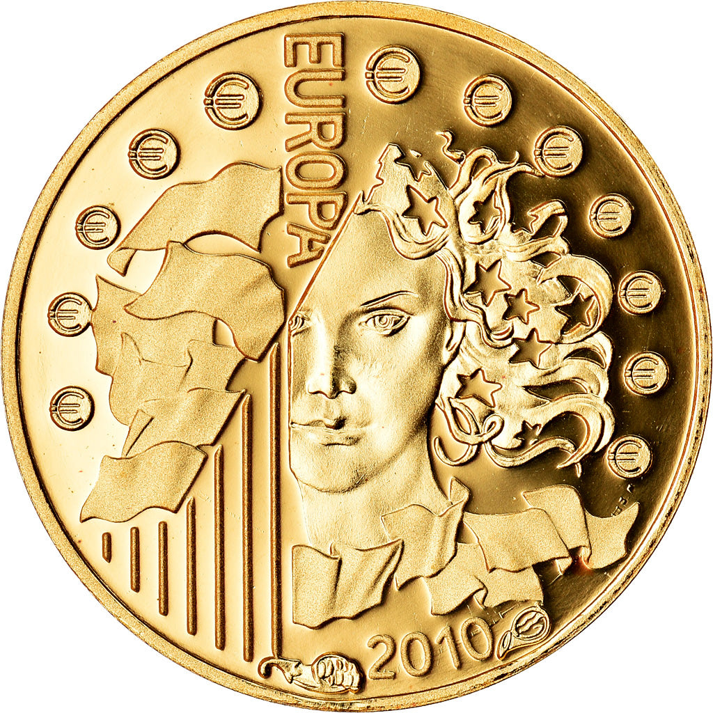 France, 5 Euro, Abbaye de Cluny, Europa, 2010, BE, MS(65-70), Gold