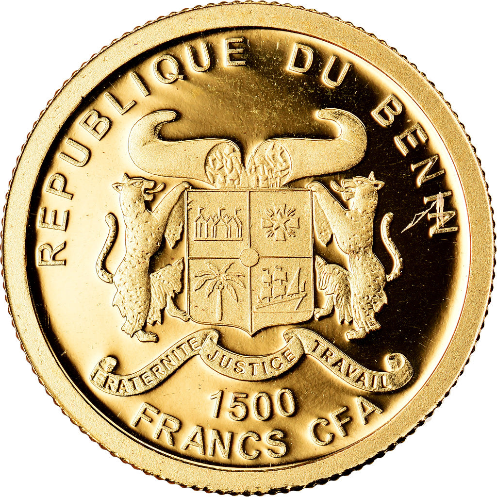Coin, Benin, Jean-Paul II, 1500 Francs CFA, 2011, BE, MS(65-70), Gold