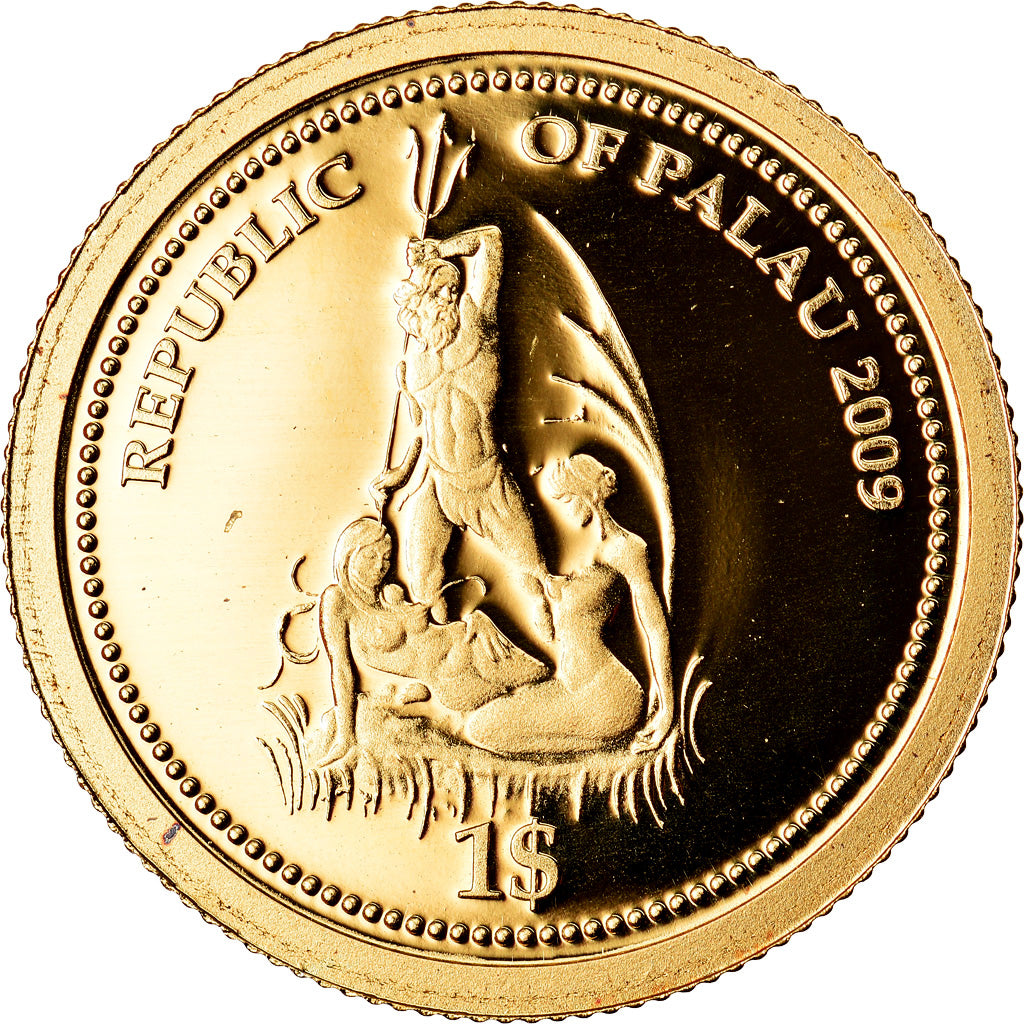 Coin, Palau, Poisson-Lion rouge, Dollar, 2009, CIT, BE, MS(65-70), Gold, KM:234