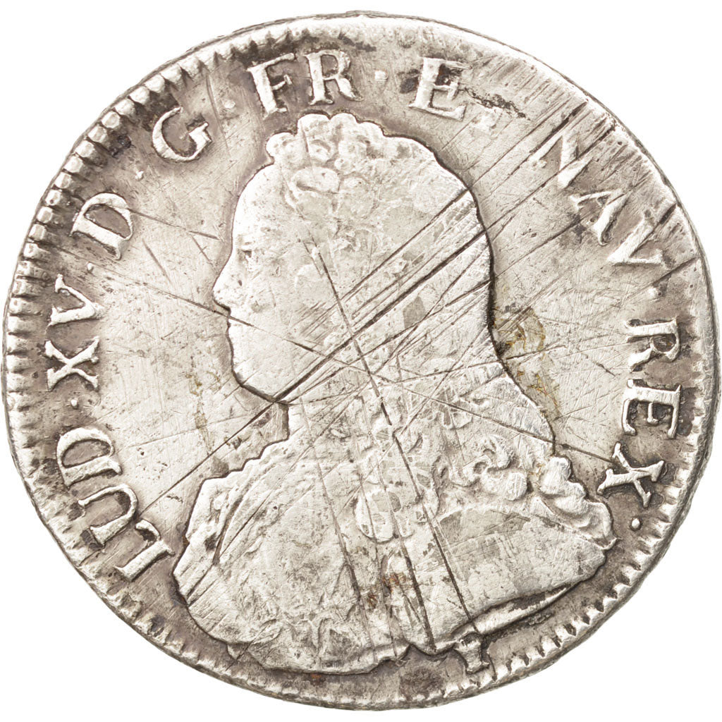France, Louis XV, Écu aux branches d'olivier,1734, Rennes, VF(30-35),KM 486.26
