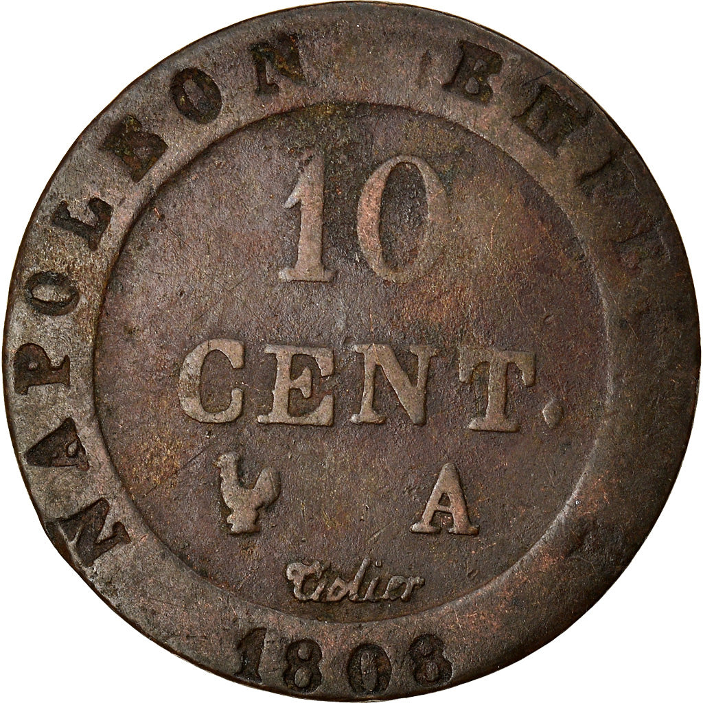 Coin, France, Napoléon I, 10 Centimes, 1808, Paris, Contemporary forgery