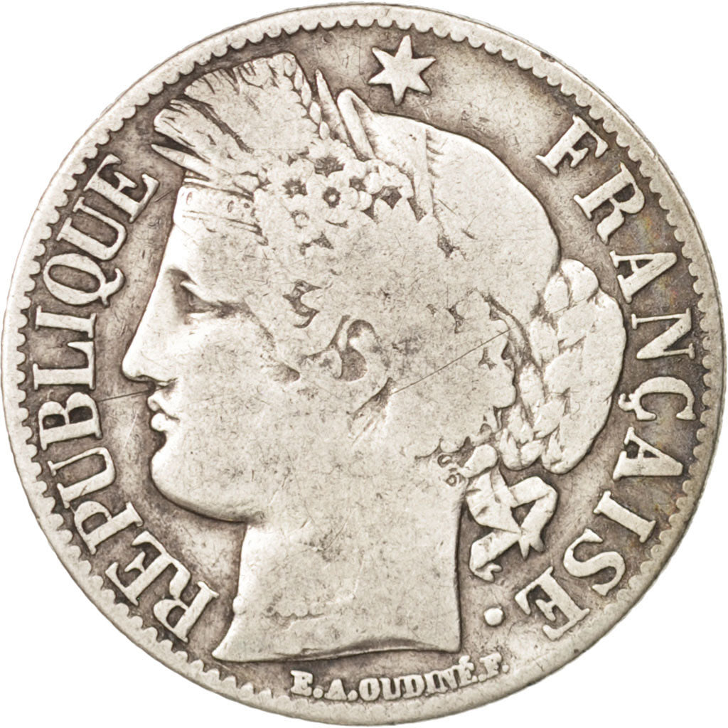 France, Cérès, Franc, 1871, Paris, VF(20-25), Silver, KM:822.1, Gadoury:465