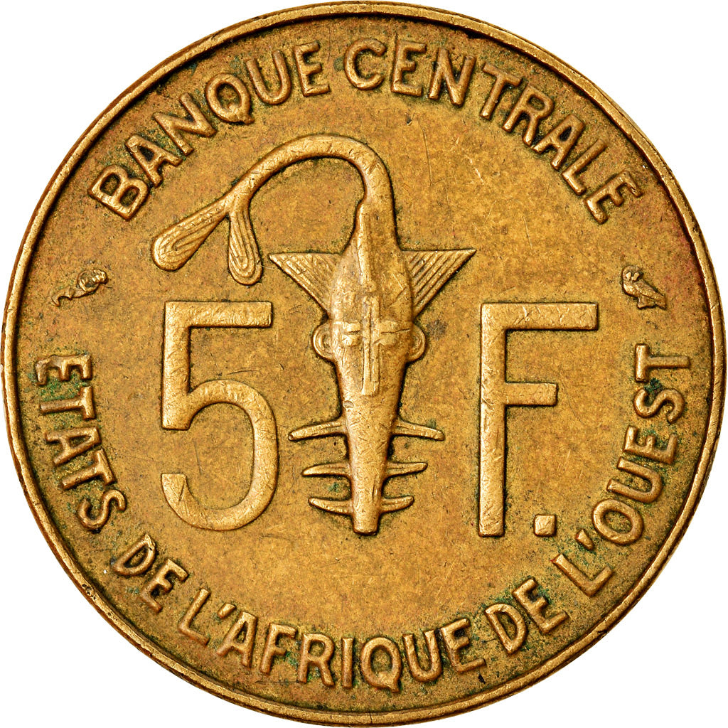 Coin, West African States, 5 Francs, 1965, EF(40-45), Aluminum-Nickel-Bronze