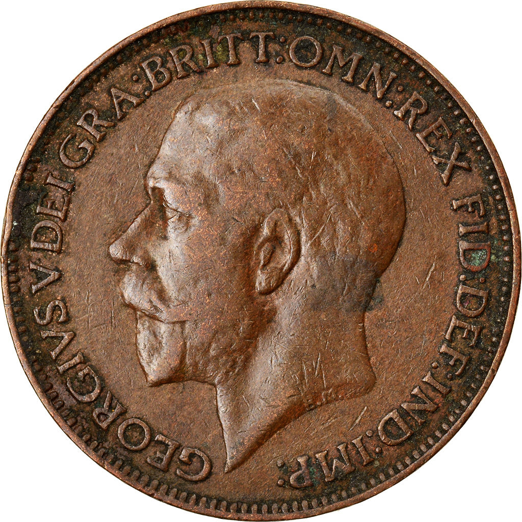 Moneda, Gran Bretaña, George V, Farthing, 1924, BC+, Bronce, KM:808.2