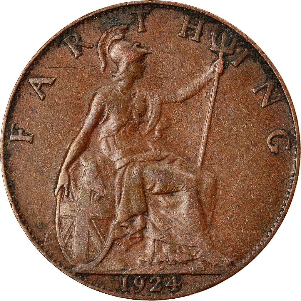 Moneda, Gran Bretaña, George V, Farthing, 1924, BC+, Bronce, KM:808.2