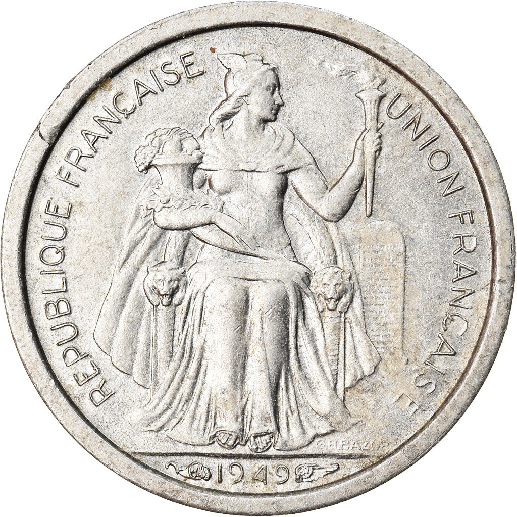 Coin, FRENCH OCEANIA, 50 Centimes, 1949, EF(40-45), Aluminum, KM:1