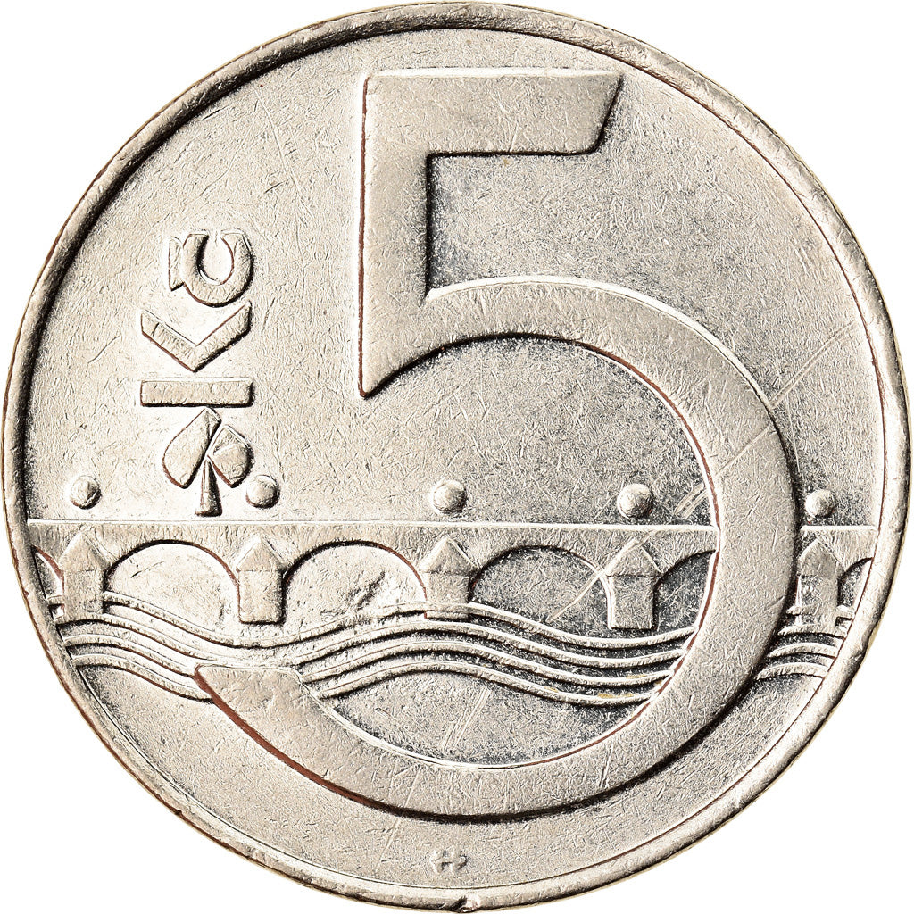 Coin, Czech Republic, 5 Korun, 1993, EF(40-45), Nickel plated steel, KM:8