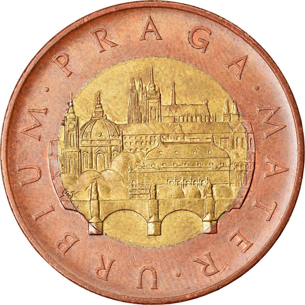 Coin, Czech Republic, 50 Korun, 2008, EF(40-45), Bi-Metallic, KM:1