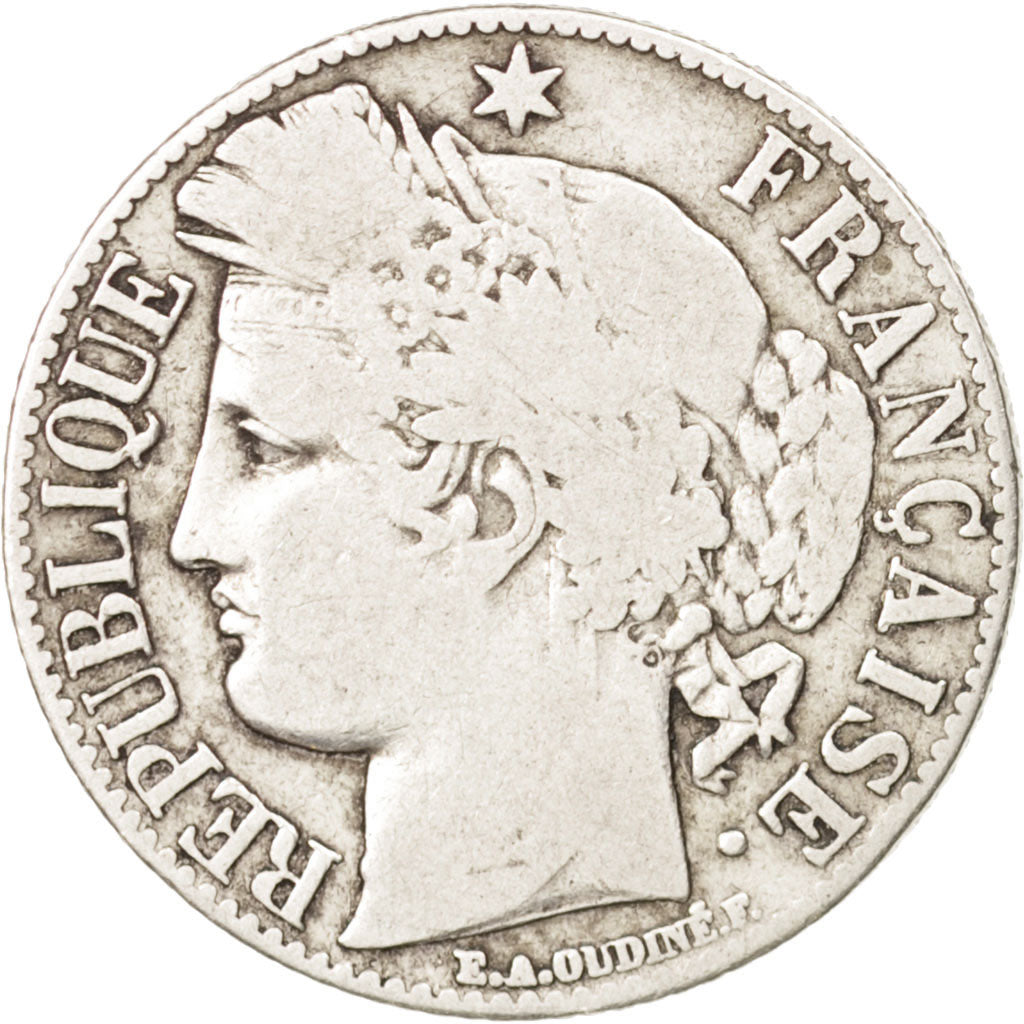 France, Cérès, Franc, 1887, Paris, VF(20-25), Silver, KM:822.1, Gadoury:465a