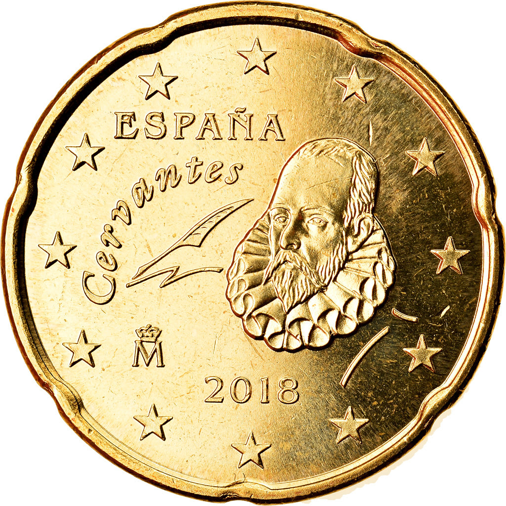 Spain, 20 Euro Cent, 2018, MS(63), Brass, KM:New