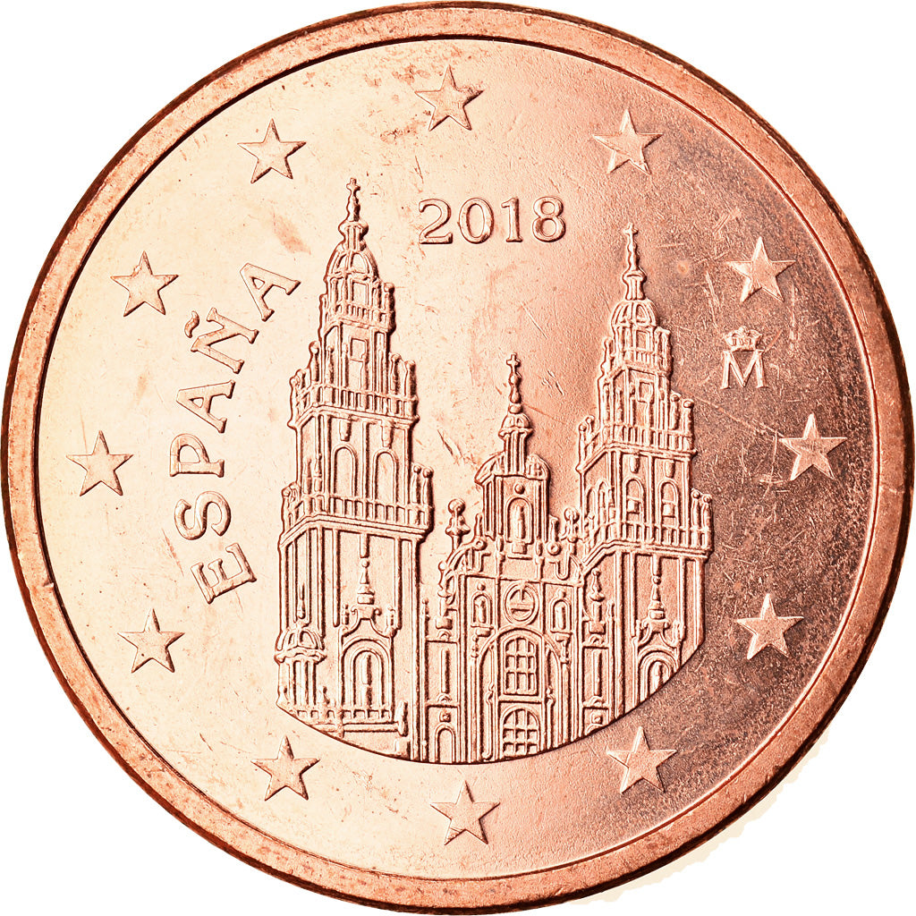Spagna, 5 Euro Cent, 2018, SPL, Acciaio placcato rame, KM:New