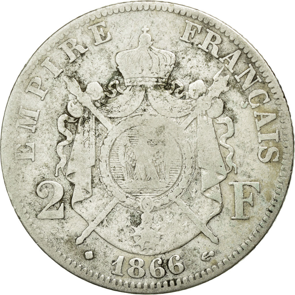 Munten, Frankrijk, Napoleon III, Napoléon III, 2 Francs, 1866, Strasbourg, FR