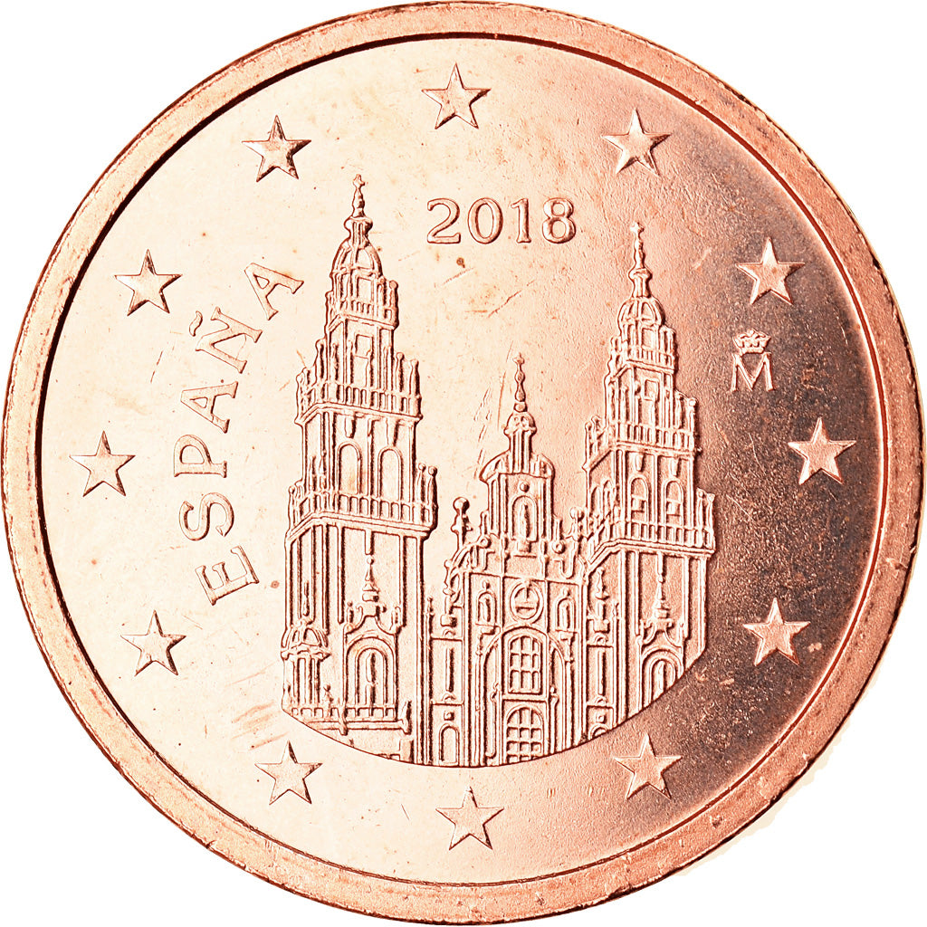 Spanien, 2 Euro Cent, 2018, UNZ, Copper Plated Steel, KM:New
