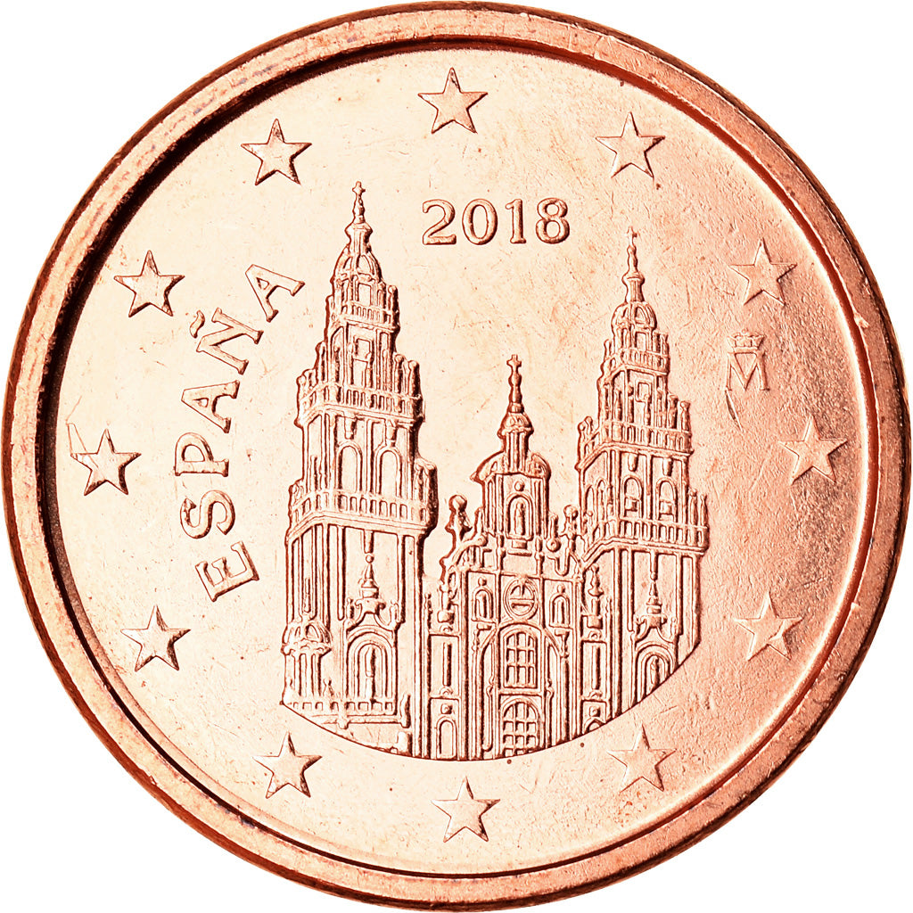 Spagna, Euro Cent, 2018, SPL, Acciaio placcato rame, KM:New