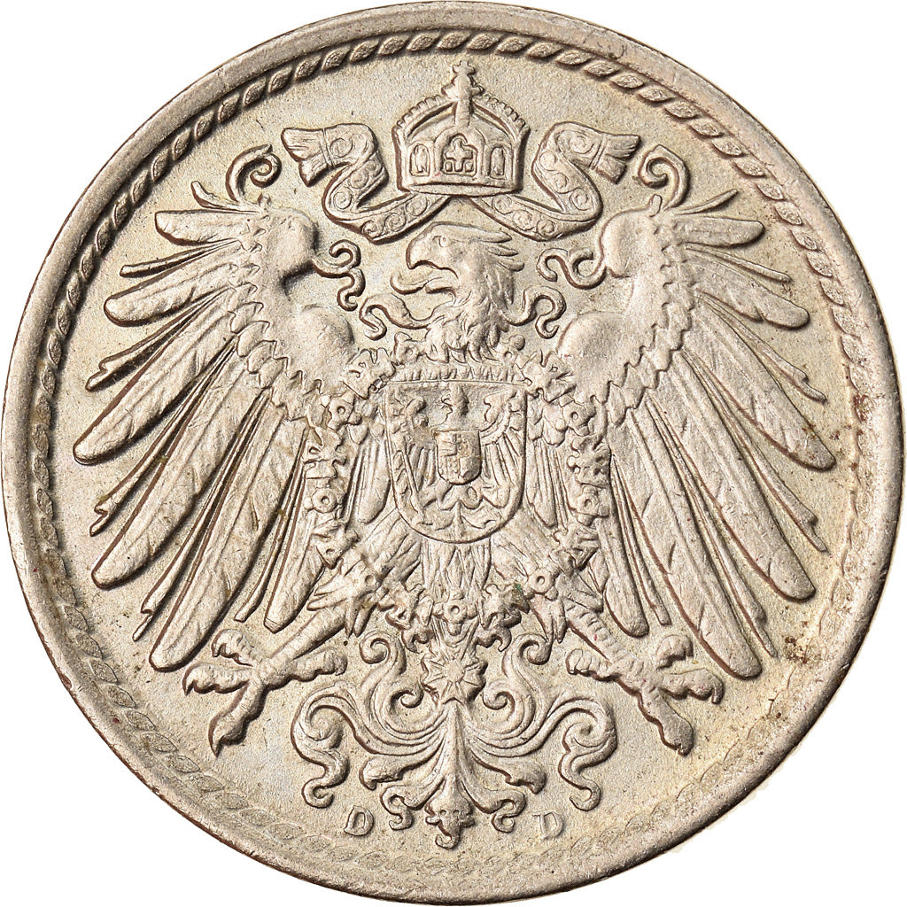 Moneta, GERMANIA - IMPERO, Wilhelm II, 5 Pfennig, 1915, Munich, BB+