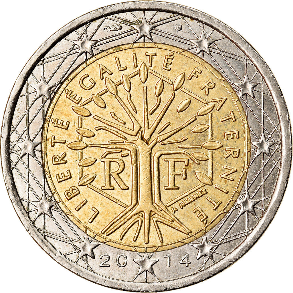 France, 2 Euro, 2014, EF(40-45), Bi-Metallic, Gadoury:8a., KM:New