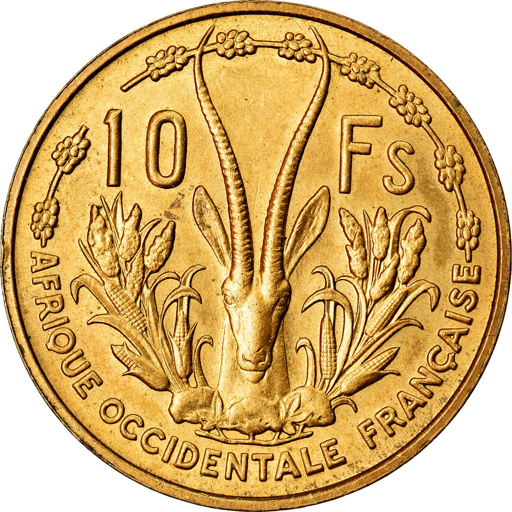 Munten, Frans West Afrika, 10 Francs, 1956, ZF+, Aluminum-Bronze, KM:6