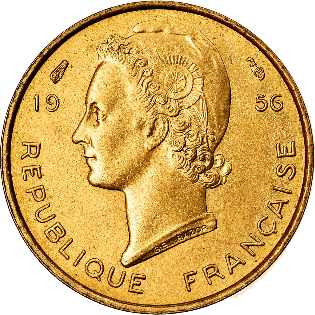 Moneda, África oriental francesa, 5 Francs, 1956, MBC+, Aluminio - bronce, KM:5