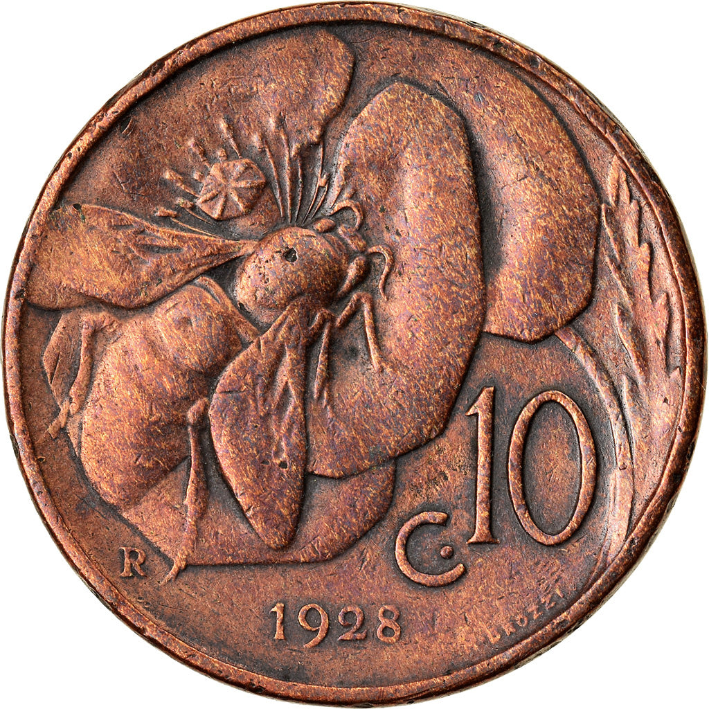 Moneta, Italia, Vittorio Emanuele III, 10 Centesimi, 1928, Rome, BB, Bronzo