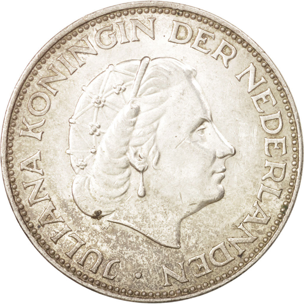 Netherlands, Juliana, 2-1/2 Gulden, 1960, AU(50-53), Silver, KM:185