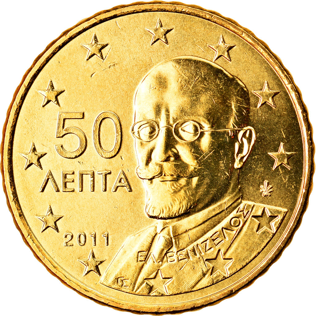 Greece, 50 Euro Cent, 2011, MS(63), Brass, KM:213