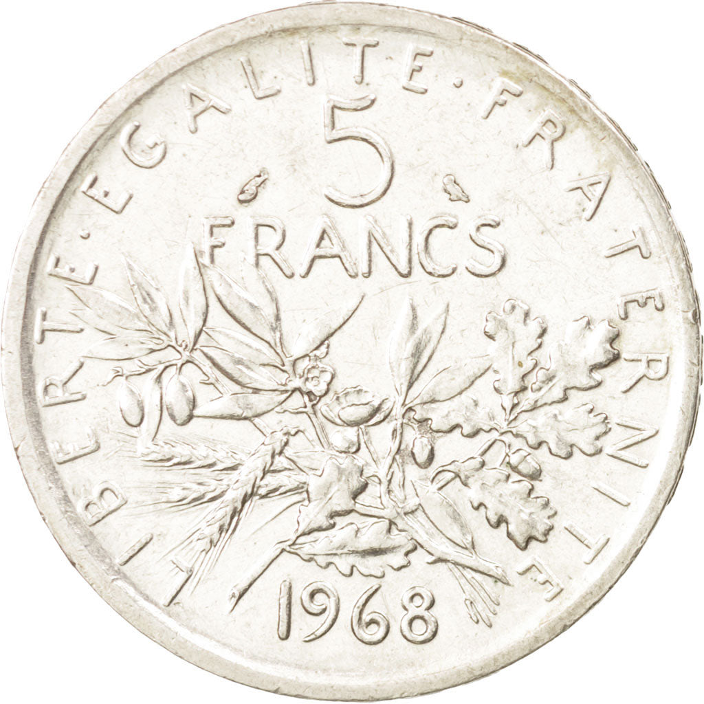 France, Semeuse, 5 Francs, 1968, AU(55-58), Silver, KM:926, Gadoury:770