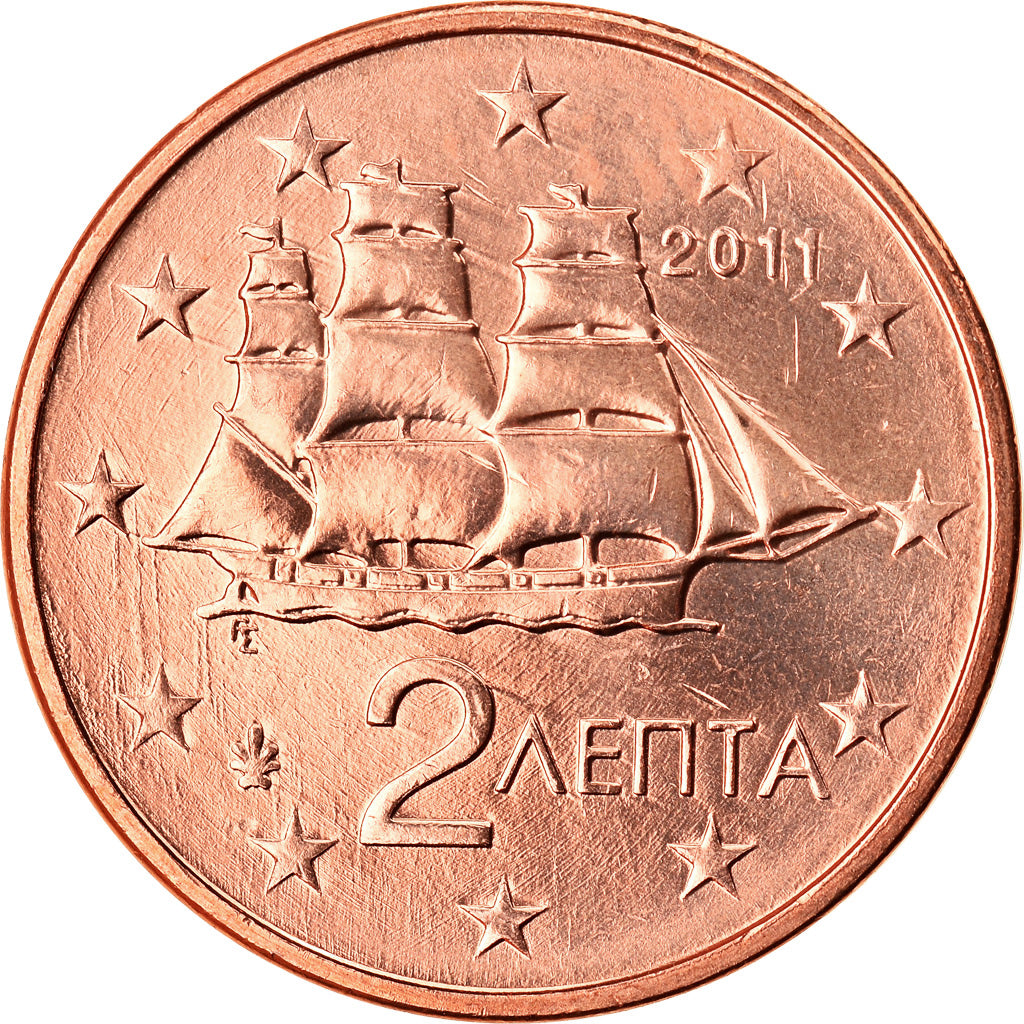 Grecia, 2 Euro Cent, 2011, SPL, Acciaio placcato rame, KM:182