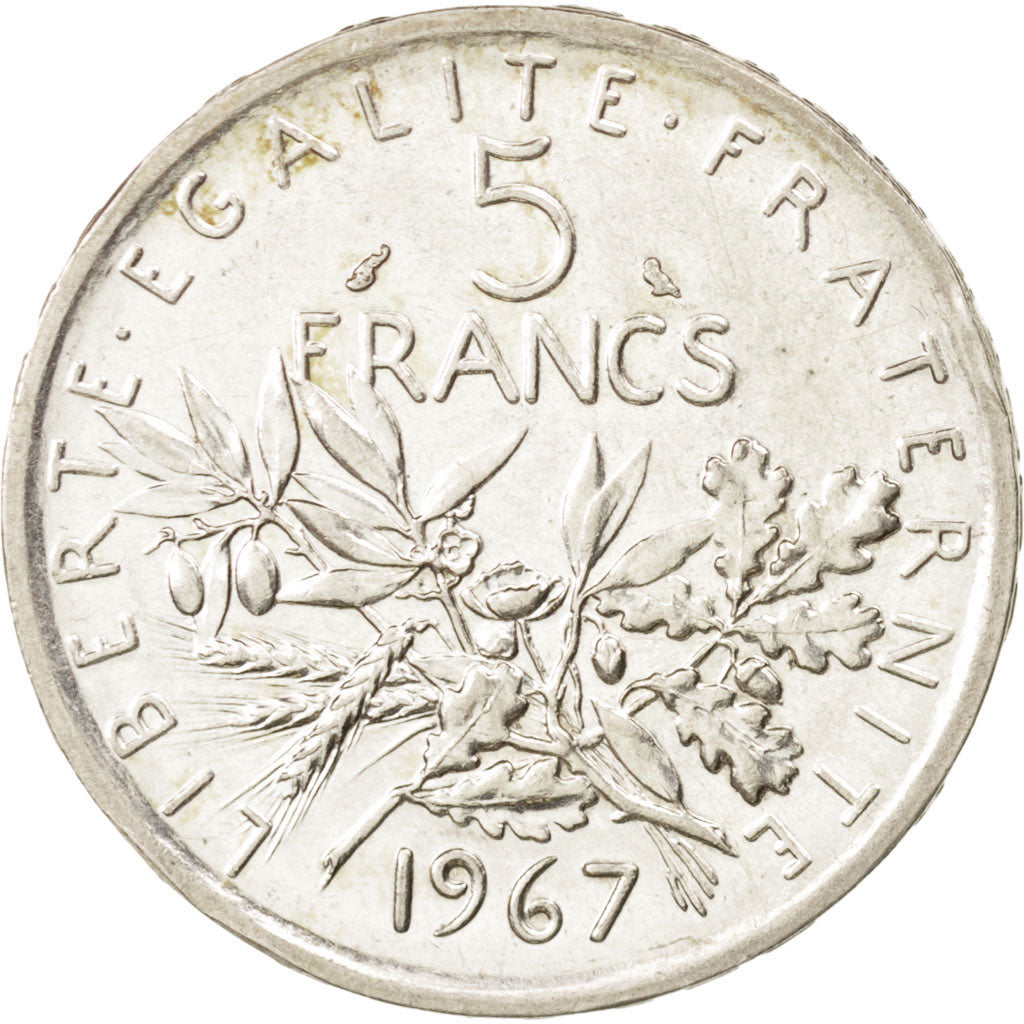 France, Semeuse, 5 Francs, 1967, AU(55-58), Silver, KM:926, Gadoury:770