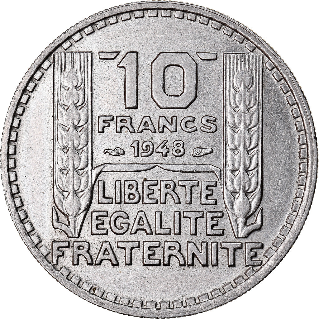 Moeda, França, Turin, 10 Francs, 1948, Paris, AU(50-53), Cobre-níquel