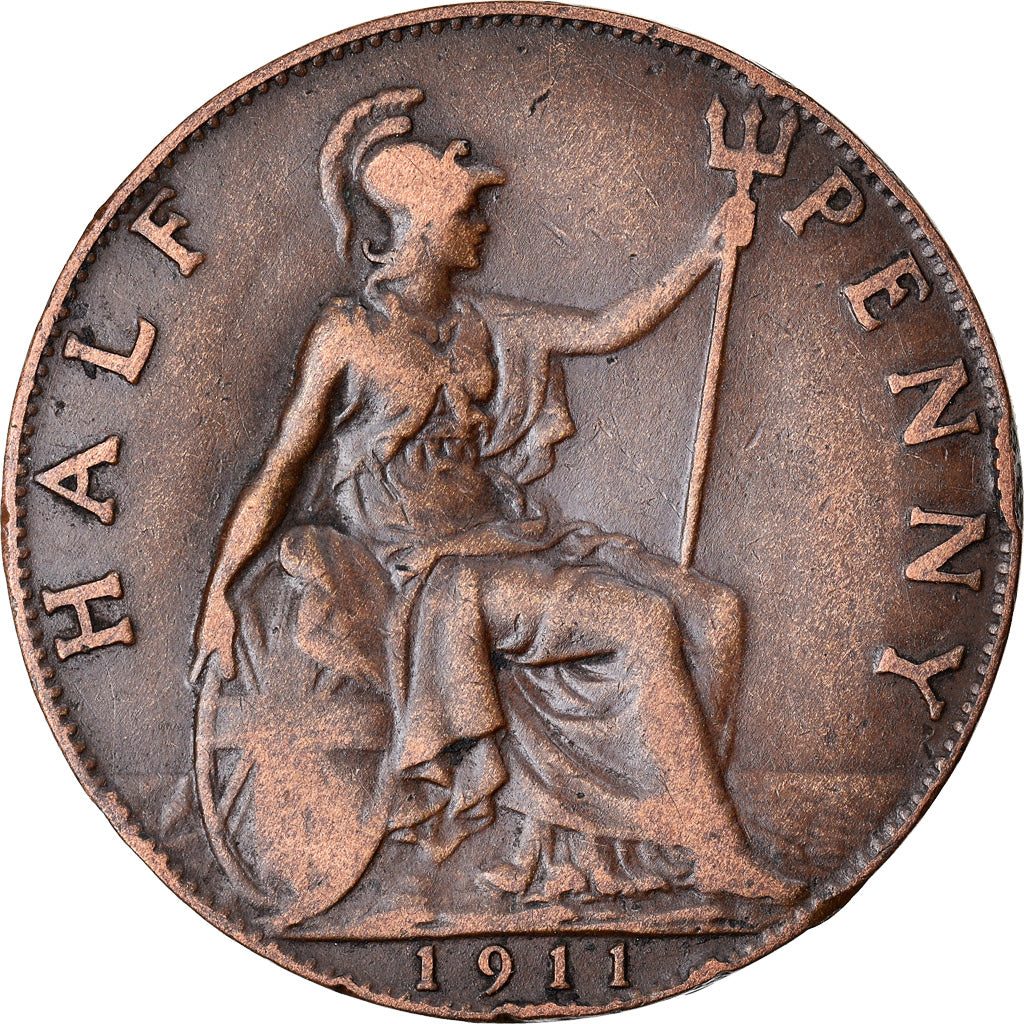 Coin, Great Britain, George V, 1/2 Penny, 1911, EF(40-45), Bronze, KM:809