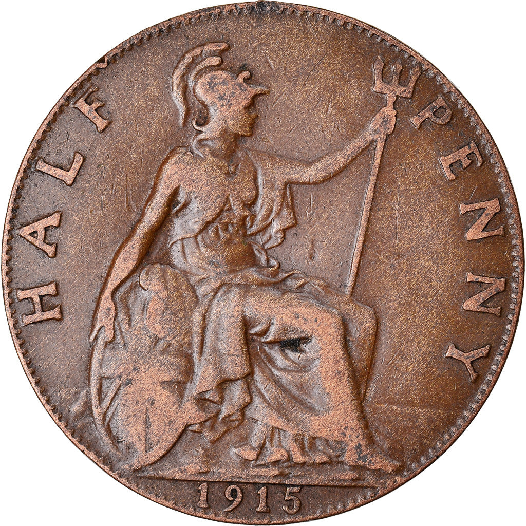 Coin, Great Britain, George V, 1/2 Penny, 1915, VF(30-35), Bronze, KM:809