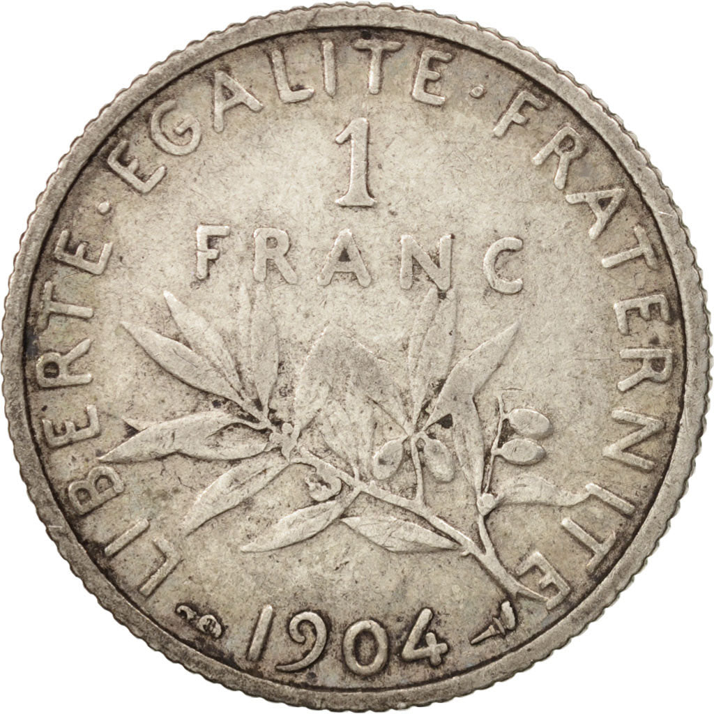 Monnaie, France, Semeuse, Franc, 1904, Paris, TB+, Argent, KM:844.1, Gadoury:467